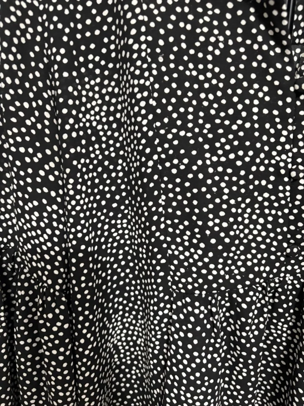 LOFT Black White Polka Dot Peplum Blouse Puff Sleeve Henley Top - Size S